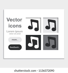 Music note placed on web page template flat vector icon.