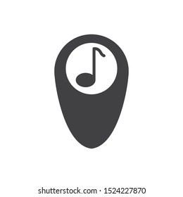 Music note Placeholder icon. flat simple pictogram. Music shop location pin vector illustration