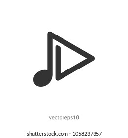 Music Note and Play Symbol Logo. Vector10.