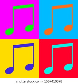 Music note and pop-art on white