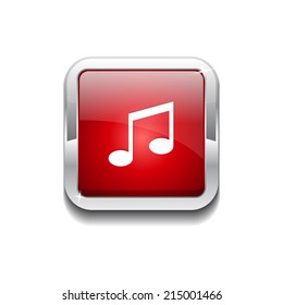 Music Note Rounded Rectangular Vector Red Web Icon Button