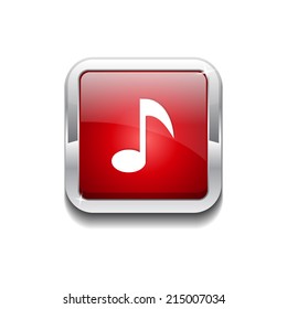 Music Note Rounded Rectangular Vector Red Web Icon Button