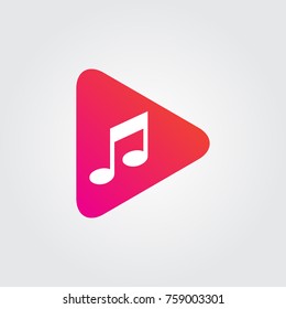 Music note rounded triangle icon