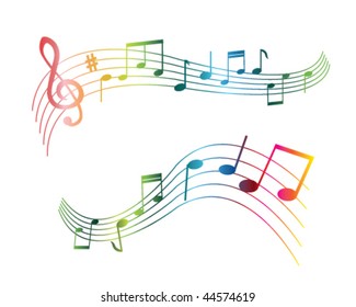 music note s of different colors