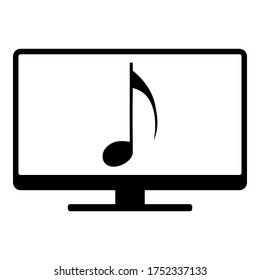 Music note and screen on white