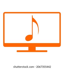 Musiknote und Bildschirm auf Weiß