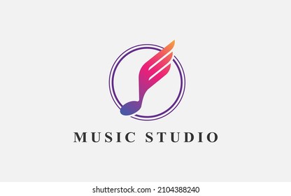Musik-Note-Semiquaver, einzelne Kreis-Logo-Design Vektorgrafik