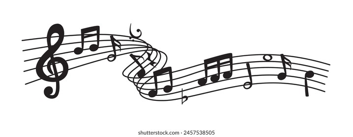 Icono de la hoja de notas de música Vector del personal, melodía hoja de notas de música, hoja de Vector de música, notas musicales melodía