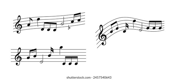 Icono de la hoja de notas de música Vector del personal, melodía hoja de notas de música, hoja de Vector de música, notas musicales melodía