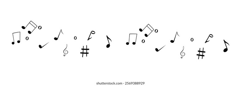 Music note sheet icon staff vector, melody music note key sheet, vector sheet music, musical notes melody. Music notes vector.