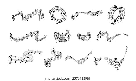 
Music note sheet icon staff vector, melody music note key sheet, vector sheet music, musical notes melody
