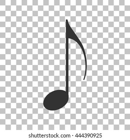 Music note sign. Dark gray icon on transparent background.