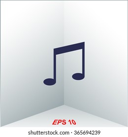 Music note sign icon.