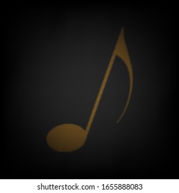 Music note sign. Icon as grid of small orange light bulb in darkness. Illustration.