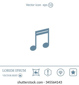 Music note sign icon, vector illustration. Flat design style