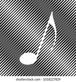Music note sign. Vector. Icon. Hole in moire background.
