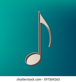 Music note sign. Vector. Icon printed at 3d on sea color background.