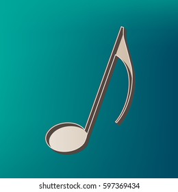 Music note sign. Vector. Icon printed at 3d on sea color background.