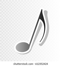 Music note sign. Vector. New year blackish icon on transparent background with transition.