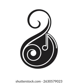 Music Note Silhouette Black Vector Symbol Isolated on White
