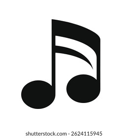 Music Note Silhouette Icon Isolated on White Background – Simple Musical Symbol Vector Illustration
