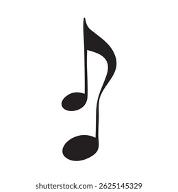 Music Note Silhouette Icon Minimalist Black Symbol on White Background