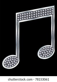 Music note silver with diamonds, vector illustration