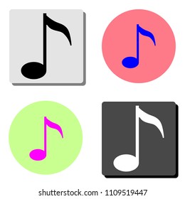 Music note. simple flat vector icon illustration on four different color backgrounds