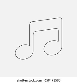 Music note simple icon. Contour illustration.