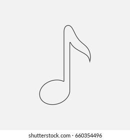 Music note simple icon. Contour illustration.