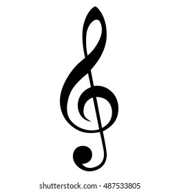 music note sketch icon, clef icon vector black isolated  