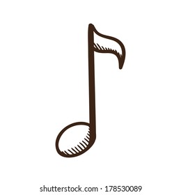 Music note. Sketch symbol isolated on white.