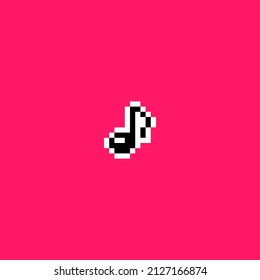 Music note, song, melody or tune pixel art icon for musical apps and websites, 8-bit. Design for sticker, logo, badges and patches, mobile app and embroidery. Isolated vector illustration.