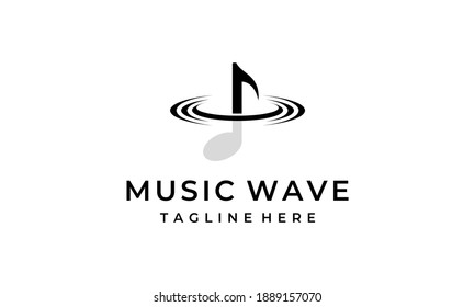 Music Note Song Tone with Wave Water Drop Drown logo design Inspiration
