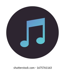 music note sound block style icon vector illustration design