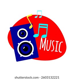Music note with a sound box vector illustration
