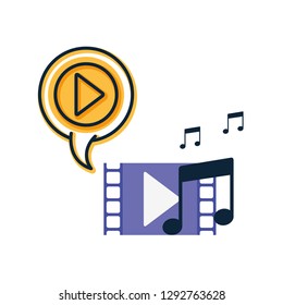 music note with speech bubble isolated icon