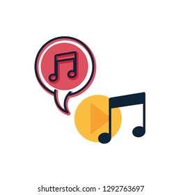 music note with speech bubble isolated icon