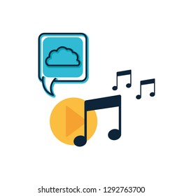 music note with speech bubble isolated icon