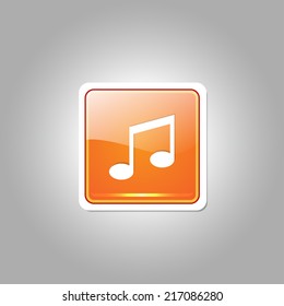 Music Note Square Vector Orange Web Icon Button