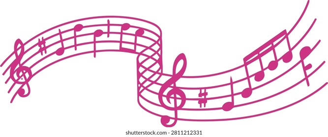 Music note Staff Lines icon- with Melodic Notes and Treble Clefs,
