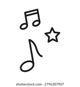 Music note star black vector graphic features creative audio melody. Acoustic sound visualizes premium entertainment performance. eps 10