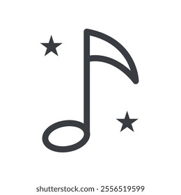 Music note and stars icon Vector logo outline