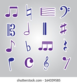 music note stickers icon set eps10