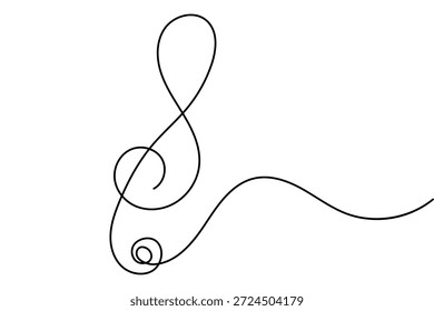Music note symbol continuous line art with minimalist design and clean outline vector illustration
