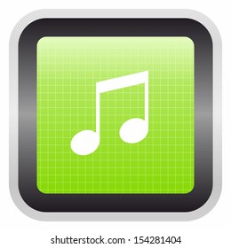 Music note symbol (glossy screen button, green version)