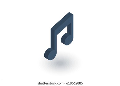 Music note symbol isometric flat icon. 3d vector colorful illustration. Pictogram isolated on white background