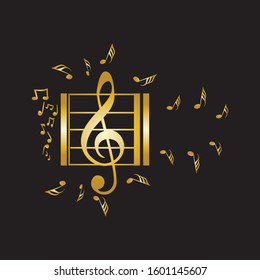 Music note symbol logo and icon template design