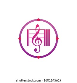 Music note symbol logo and icon template design