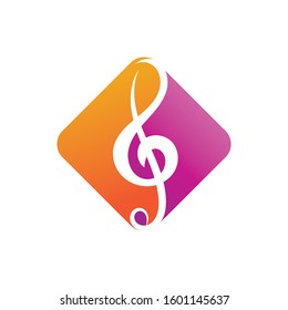 Music note symbol logo and icon template design